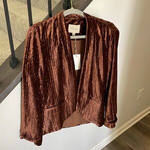 Brand new with tags! Moon River, brown patterned velvet blazer - Size S